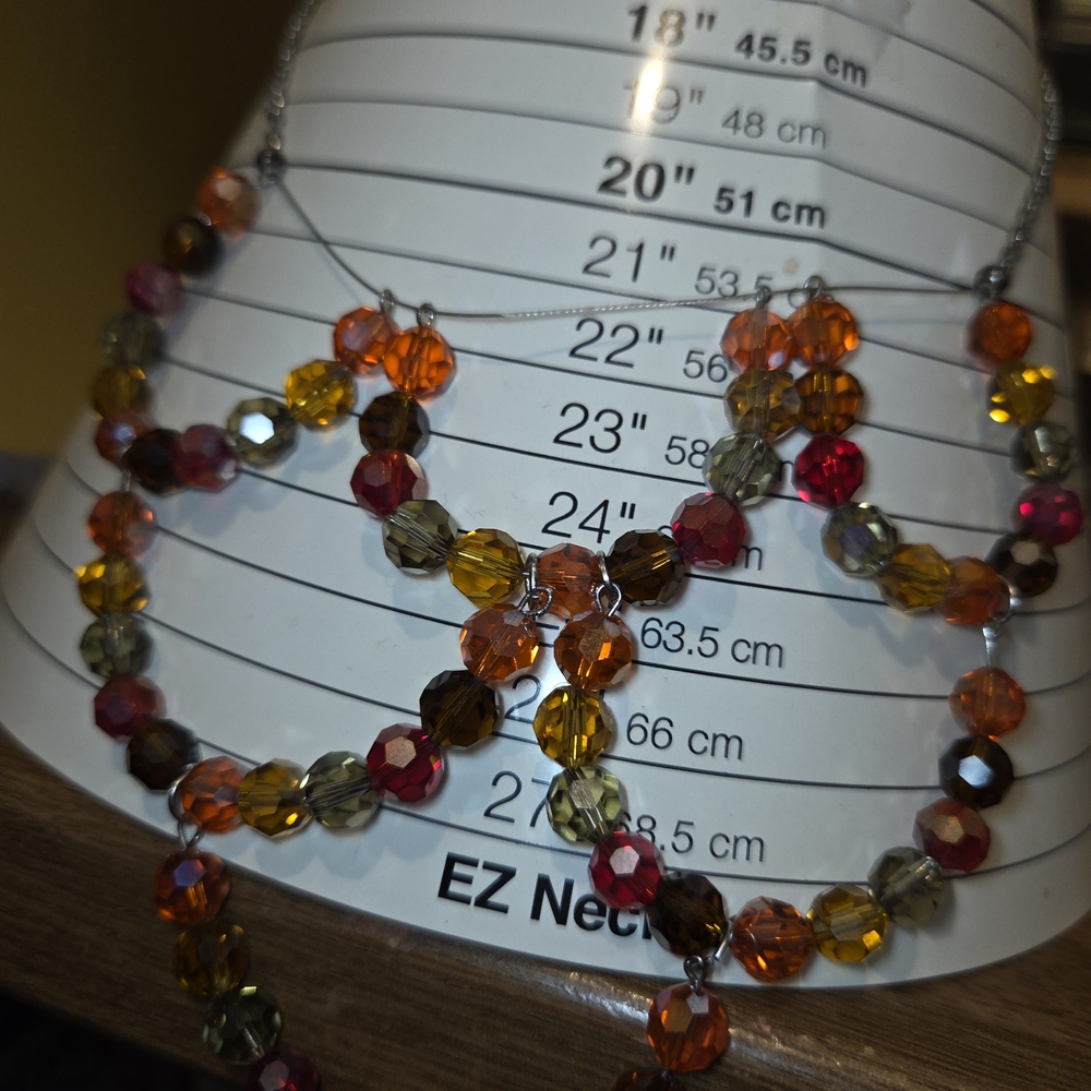 Colorful Beaded Necklace with Silver Chain